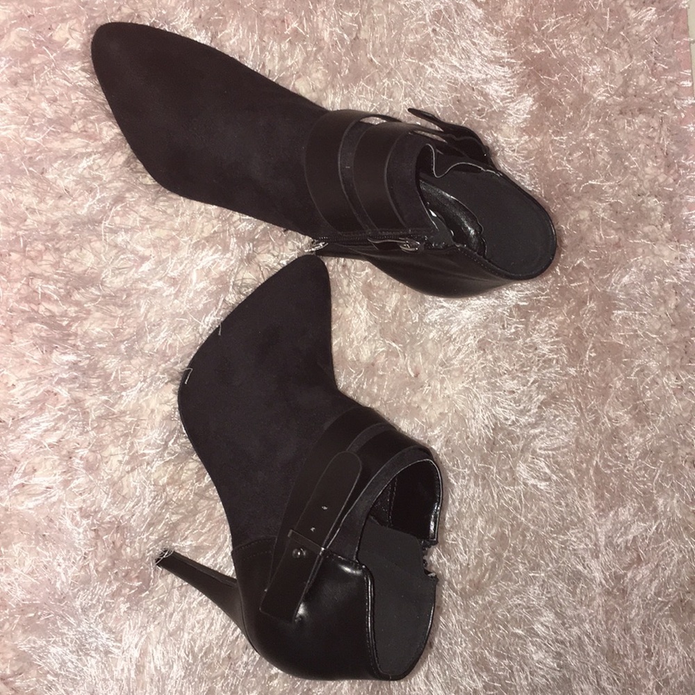 Black leather booties